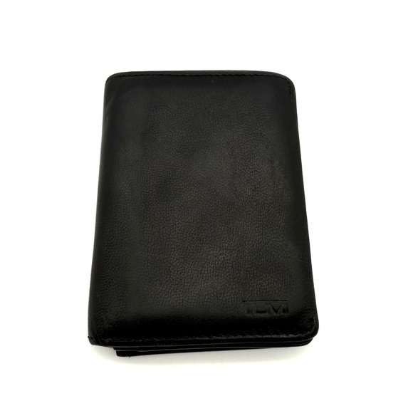 Tumi Other - Tumi Black Leather Mini Bi-Fold Card Holder Wallet with ID Slot